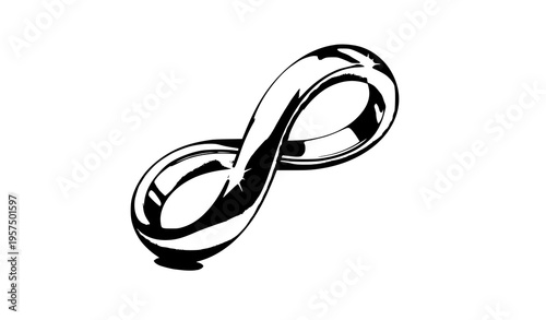 Floating infinity ring angled side view with soft light reflections vector illustration isolated on transparent background