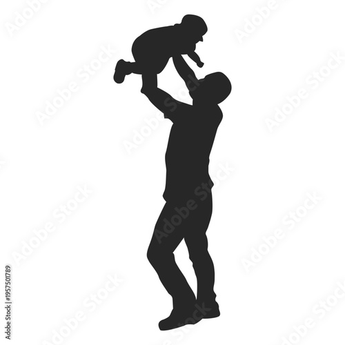 Father playing with child silhouette