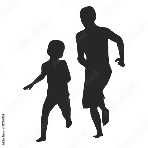 Father son playing silhouette