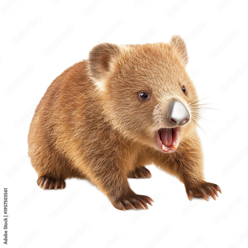 Fototapeta premium Adorable Wombat with Open Mouth in a Realistic Style