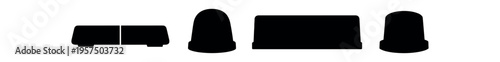 Four black hat silhouette icons including flat caps and bowler styles