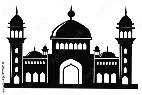 mosque logo silhouette line art vector illustration