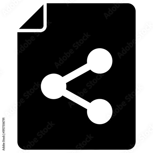 Black and white icon of a shared file document symbol