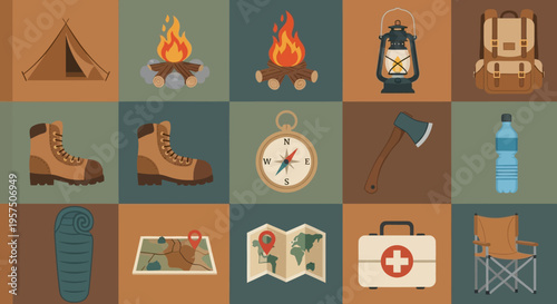 Essential Camping and Hiking Gear Collection for Outdoor Adventures.