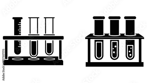 Laboratory test tube holders with various scientific equipment
