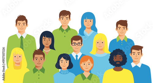Multicultural Group of Diverse People - Modern Flat Design Illustration for Community, Teamwork, and Social Connection