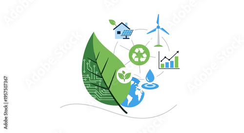 Green Technology and Sustainable Future Concept. Environmental Protection, Renewable Energy, and Ecological Innovation Integration