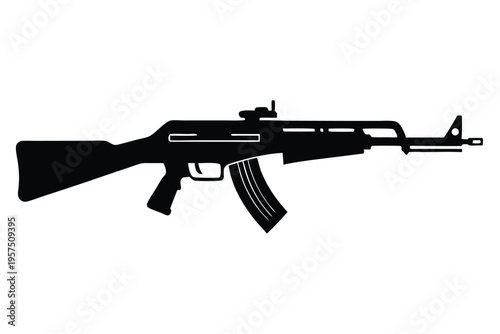 mini 14 rifle silhouette line art vector illustration