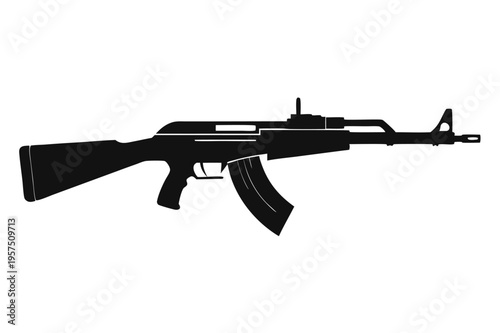 mini 14 rifle silhouette line art vector illustration