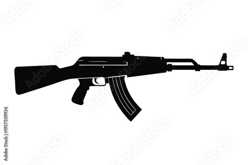mini 14 rifle silhouette line art vector illustration