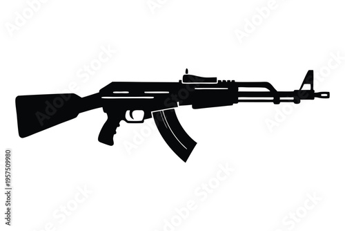mini 14 rifle silhouette line art vector illustration
