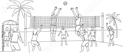volleyball game on beach
