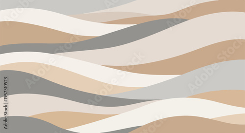 Abstract wavy lines in beige, gray, and white colors