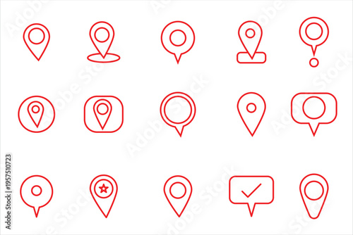 Art & Illustration Location pin collection. Pointer map. Location mark icons. Pin vector icons, isolated. Vector illustration