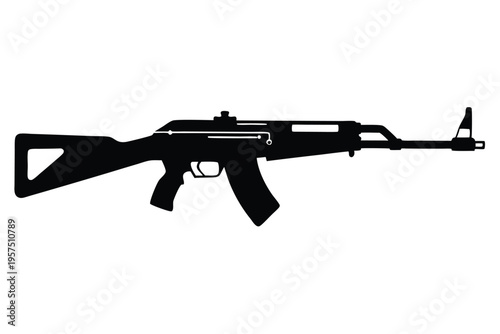 mini 14 rifle silhouette line art vector illustration