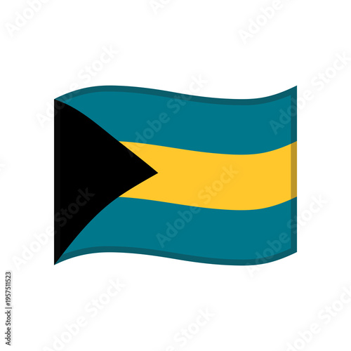 Free Download Waving Bahamas national flag with black triangle teal blue and yellow stripes - GFXLoad