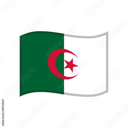 Waving Algeria national flag with green white field red crescent and star Free Download Waving Algeria national flag with green white field red crescent and star - GFXLoad