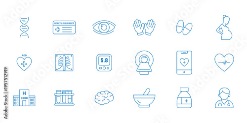 Medical and Healthcare Icon Set  Hospital Doctor Medicine Line and Color Vector Icon Collection.eps10