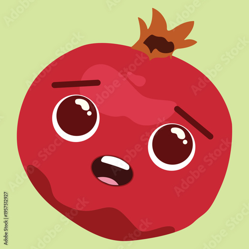 surprised cute pomegranate fruit vector illustration