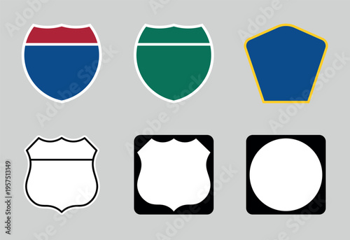 USA interstate county road empty signs set. Vector