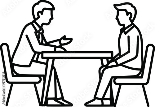 Two men sitting at a table in a meeting or conversation