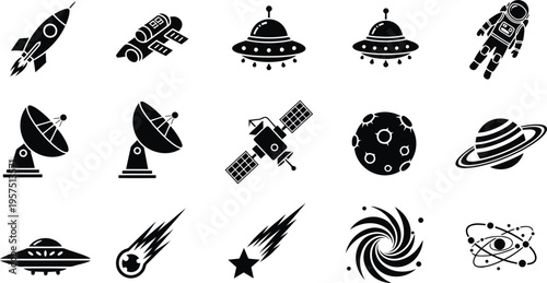 Space icons and symbols collection