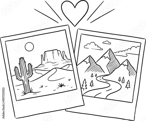 Heartfelt memories of desert and mountain landscapes in polaroid photos