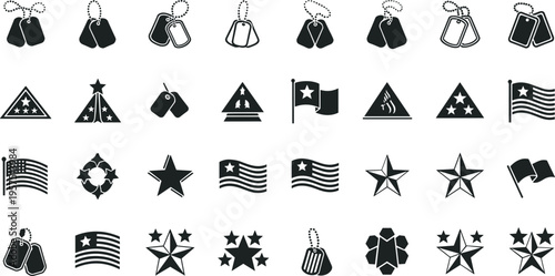 Collection of military and patriotic icons and symbols