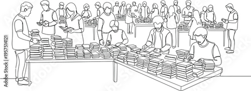 Food market crowd shopping