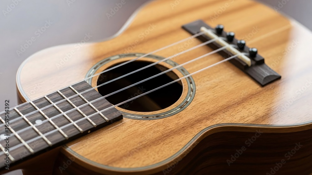 Obraz premium Close-up of acoustic guitar body