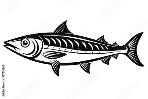 mackerel silhouette line art vector illustration
