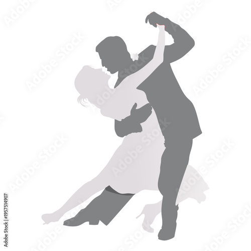 Lovers dancing silhouette
