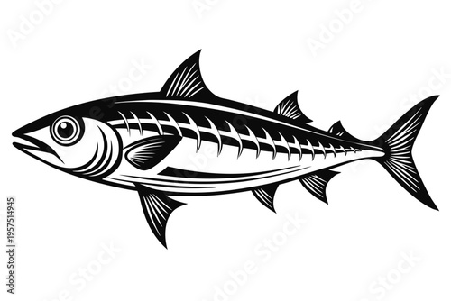 mackerel silhouette line art vector illustration