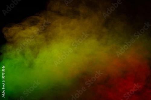 Orange and red steam on a black background.