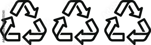 Recycling symbols in different variations for reuse and recycling
