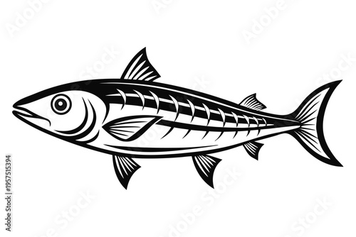mackerel silhouette line art vector illustration
