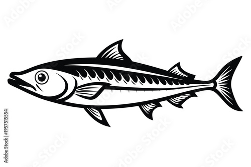 mackerel silhouette line art vector illustration
