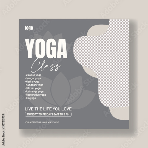 Yoga Meditation Instagram Post Template, Minimal Wellness Spa Flyer Poster Design, Mindfulness Relaxation Self Care Fitness Healthy Lifestyle Advertising Banner