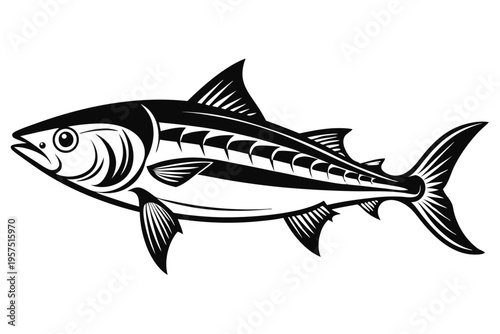 mackerel silhouette line art vector illustration