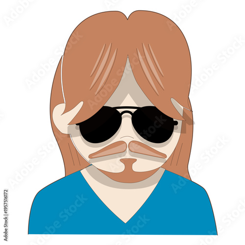 Man aviator sunglass v neck