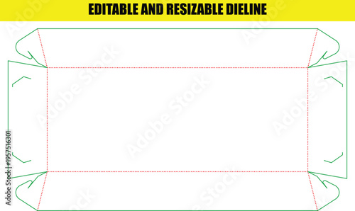 Flat template showing a simple rectangular die line design for a basic product tray
