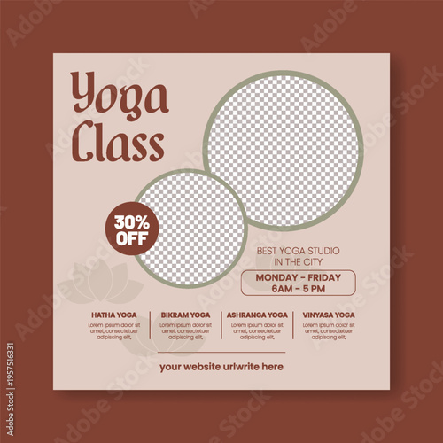 Modern Yoga Meditation Square Flyer Poster Template, Minimal Wellness Social Media Post Design for Spa Beauty Salon, Mindfulness Relaxation Self Care Fitness Marketing Graphics