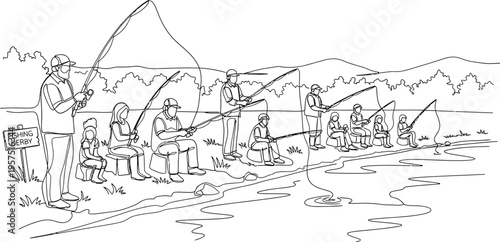 family fishing trip illustration