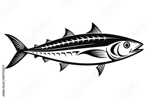 mackerel silhouette line art vector illustration