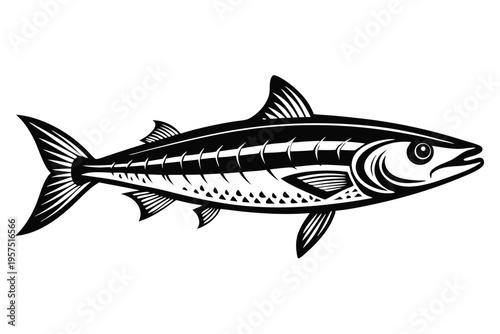 mackerel silhouette line art vector illustration