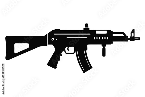 machine gun silhouette line art vector illustration