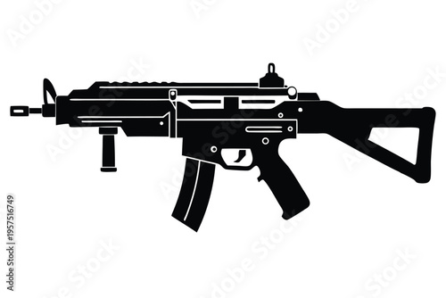 machine gun silhouette line art vector illustration