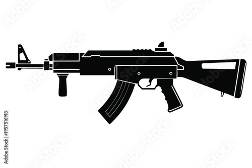 machine gun silhouette line art vector illustration