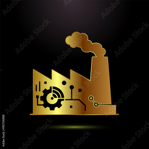 Industrial factory building illustration, smart manufacturing and industry 4.0 concept design