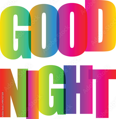 Overlap Typography Good Night Colorful Overlapping Text Vector Illustration